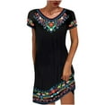 thumbnail image 2 of Aloohaidyvio Dresses Plus Size,Womens Fashion Comfortable Casual Ethnic Short Sleeve Round Neck Print Dress, 2 of 6