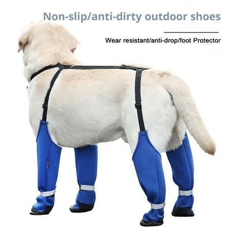 Bullpaw Waterproof Dog Boots Adjustable Paw Protector Anti-Slip Dog Suspender Boots Outdoor Walking Pet Shoes Leggings for Winter Snow Rain Hiking