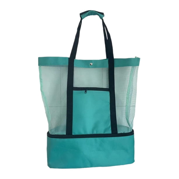Bolsa de playa de malla, bolsa de playa de almacenamiento, ligera, a prueba de fugas, de gran capacidad verde
