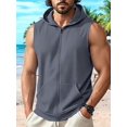 thumbnail image 6 of Men'S Workout Hooded Tank Tops Fashion Muscle Zip Up Sleeveless Hooded Slim Fit Gym Hoodie Dark Gray XXL, 6 of 7