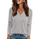 thumbnail image 1 of Camisa PRETTYGARDEN Mujer Manga Larga Cuello en V Acanalada Gris, 1 of 8