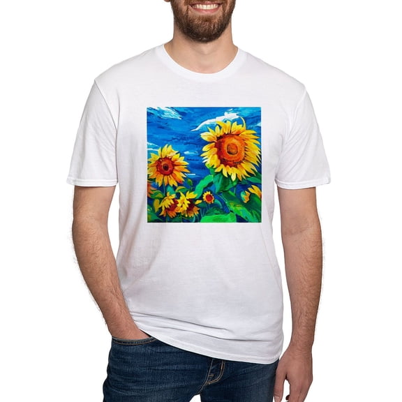 CafePress - Sunflowers Painting T Shirt - Fitted T-Shirt, Vintage Fit Soft Cotton Tee