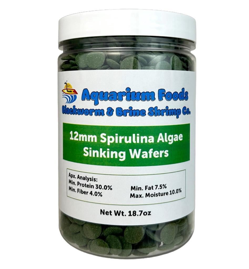12mm - 1/2" Sinking Spirulina, Veggie and Algae Wafers for Shrimp, Snails, Crabs, Plecos, Catfish All Tropical Fish - 18.7oz Lg Round Jar