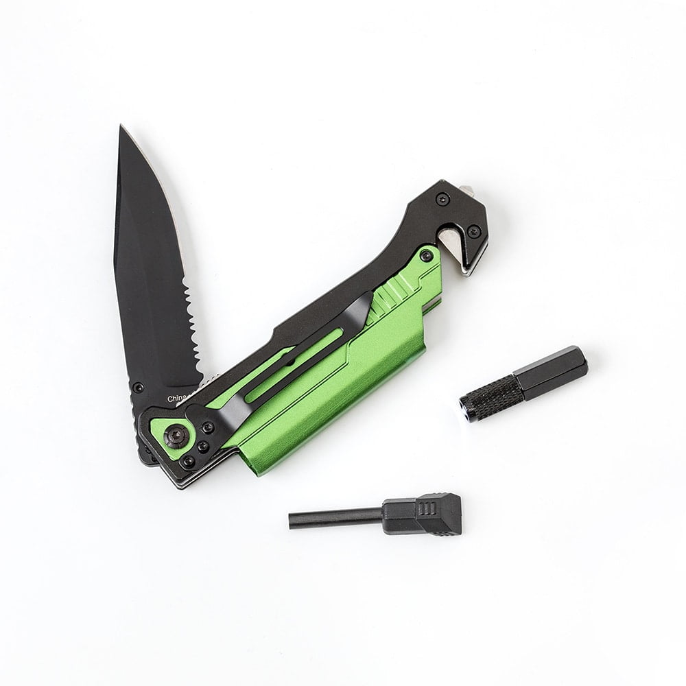 Lehman's Travel Survival Knife Serrated Flashlight Glass Breaker Firestarter