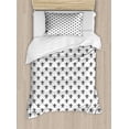 thumbnail image 1 of Fleur De Lis Duvet Cover Set Twin Size, Checkered Dotted Pattern with Monochrome Abstract Lily Flower Ancient Revival, Decorative 2 Piece Bedding Set with 1 Pillow Sham, Black White, by Ambesonne, 1 of 3