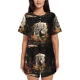 thumbnail image 1 of Balery Enchanted Deer In Cave Conjunto de Pijama para Mujer con Estampado, Dos Piezas de Manga Corta y Shorts, Ropa de Dormir Suave con Cuello Redondo y Bolsillos-4X-Large, 1 of 6
