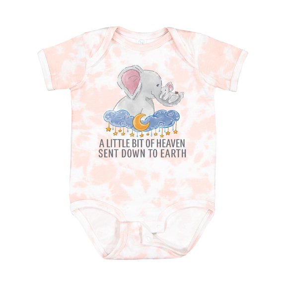 Inktastic A Little Bit of Heaven Sent Down to Earth Cute Elephants Boys or Girls Baby Bodysuit