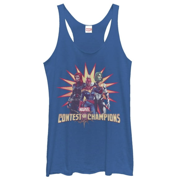 Women's Marvel Contest of Champions Heroines Racerback Tank Top Royal Blue Heather Medium