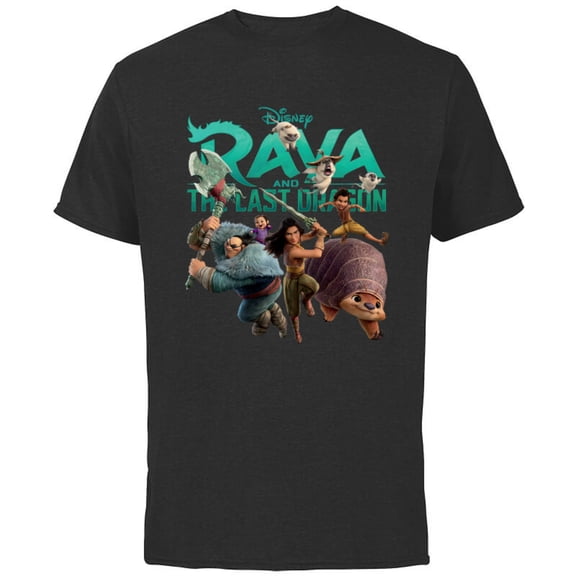 Disney Raya and the Last Dragon Characters Standard T-Shirt - Short Sleeve Cotton T-Shirt for Adults - Customized-Black