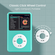 Innioasis Mp3 Player with Bluetooth, 2.4 128GB Portable Mini HiFi Sound Bluetooth Digital Music Player with FM Radio Audiobook and Speaker Built in for Kids (Light Blue)