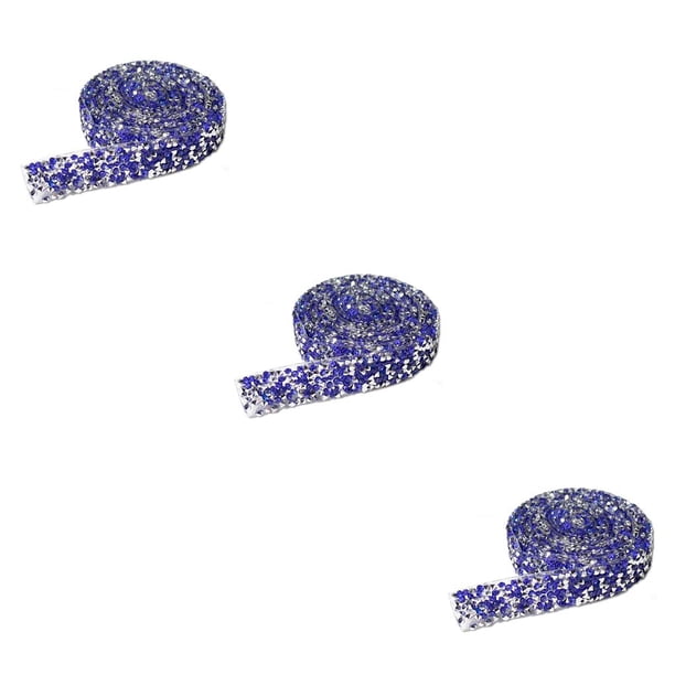 Billuyoard Bling Stickers Glitter Cadena de diamantes de imitación Resina Cristal Decoración Fix Decor Beads Drill Strip Silver Blue 1 Plata Azul Real 1 2 cm de ancho 3piezas