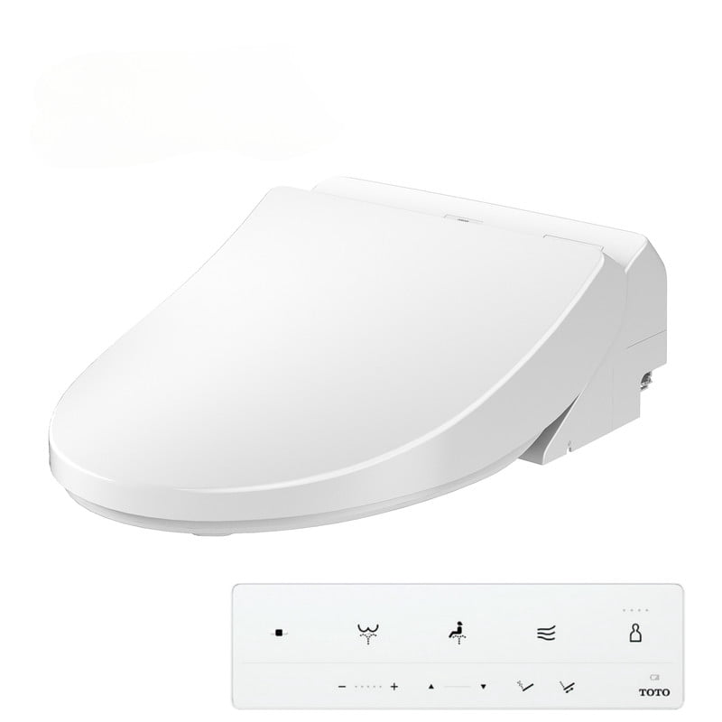 TOTO Washlet Elongated Bidet Seat with Heated Seat, Warm Water Cleanse, SoftClose Lid & Remote Control – Cotton (Model T1SW2491#01)