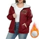 thumbnail image 5 of Sudadera informal con capucha y manga larga para mujer, estilo navideño, de gran tamaño, color liso, con cremallera, capucha y forro polar grueso, chaqueta de manga larga con hombros descubiertos, blu, 5 of 5