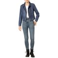 thumbnail image 3 of Allegra K Women's Notched Lapel Long Sleeves Asymmetric Zip Moto Denim Jacket, 3 of 7