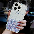thumbnail image 6 of Luminous Case for iPhone 12 Pro / iPhone 12 6.1", Glow in the Dark Fluorescent Glitter Case for Women Girls, Bling Sparkle Lightweight Slim Shockproof Protective Phone Cover, Purple, 6 of 6