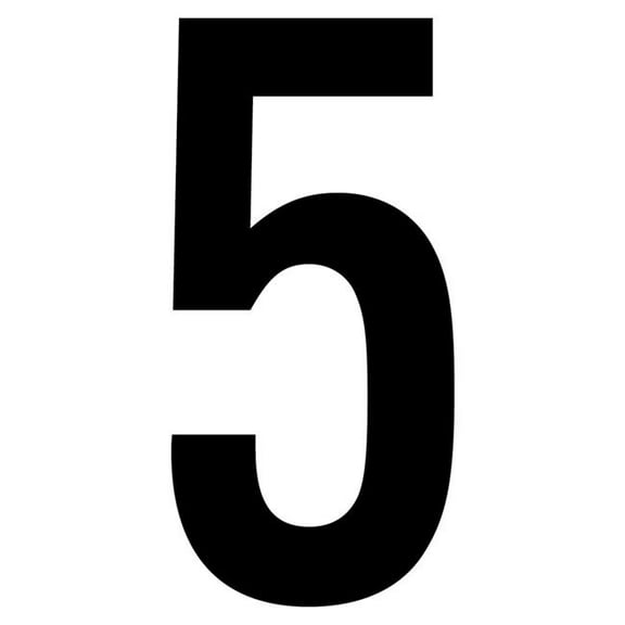 J.J. Keller 61606 Number 5 White Vinyl Adhesive Label - 12 in.