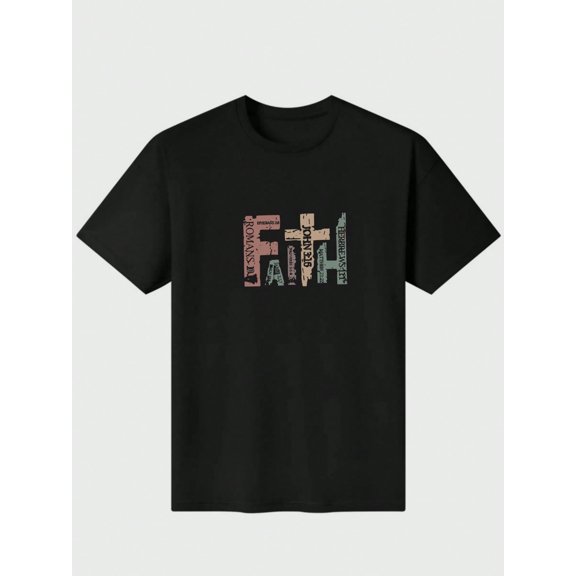 PAYEAH Retro Christian Bible Verse Religious Faith Cross Men T-Shirt Casual Digital Print Pure Heavy Cotton T Shirt 100% Cotton