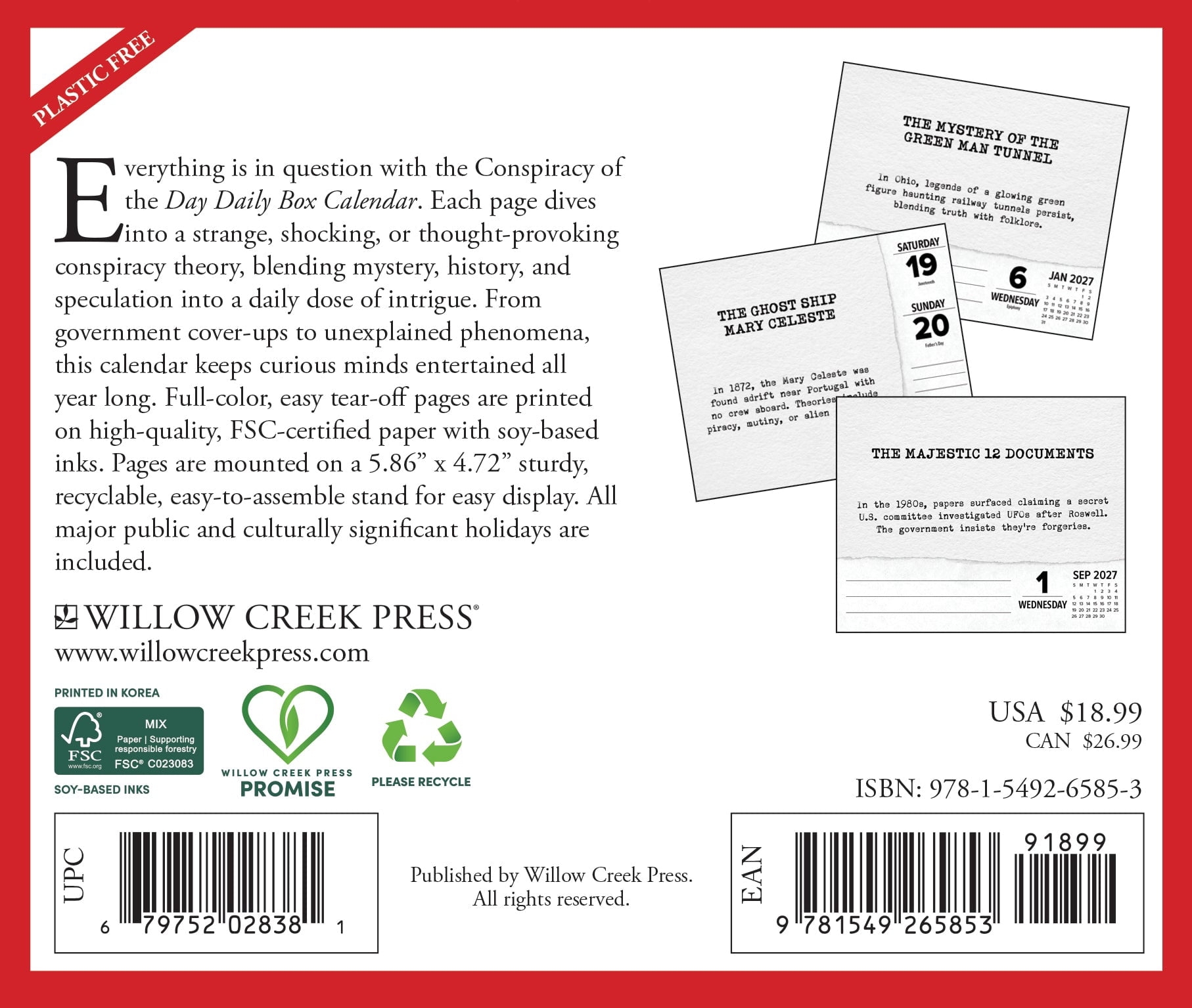 Willow Creek Press, Conspiracy of the Day 2027 Box Calendar