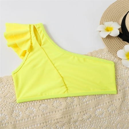 

Gubotare Girl s Two Piece Swimsuit Sport High Waist Bikini Set Bathing Suit 4t Swimsuit Girls Yellow 8-9 Years