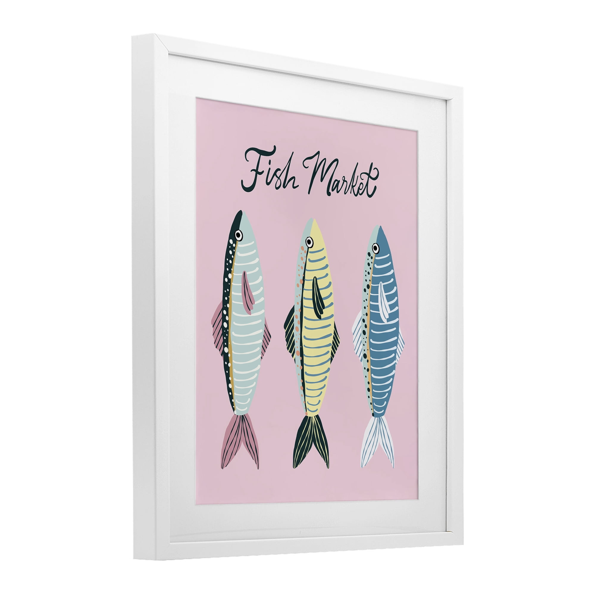 Stupell Industries Quirky Coastal Fish Market White Framed Print Under Glass, design by Hey Bre! Creative Studio