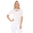 thumbnail image 4 of YEMAK Women's Daisy Flower Embroidered Crewneck Casual Knit Pullover Sweater MK3664EMBO-PNK-M, 4 of 6