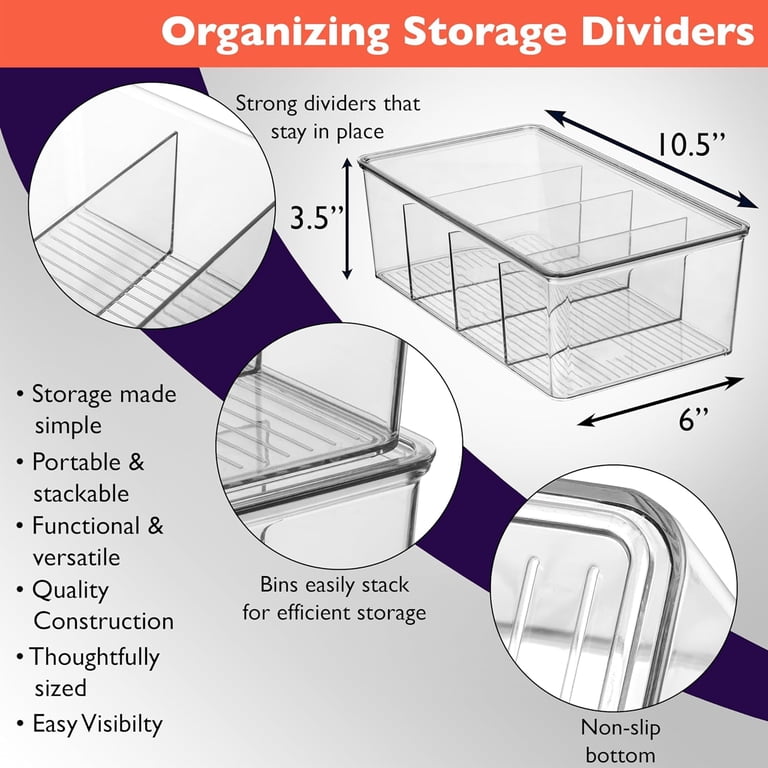 BAODELI 4-Pack Pantry Storage Bins with Removable Dividers photo 2
