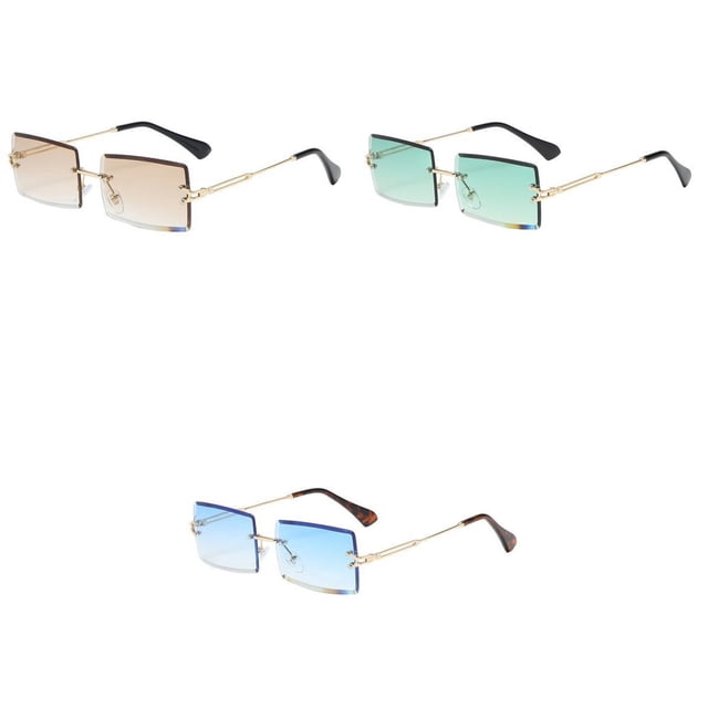 De Sol Sin Montura Rectangular Elegante 3x Sombras De Lentes Teñidas Sunnimix gafas de sol cuadradas sin montura