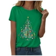thumbnail image 4 of UngA Christmas Womens Shirts Casual Short Sleeve Merry Letter Graphic Blouse Tops Christmas T-Shirts for Women (Green,L), 4 of 6