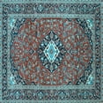 thumbnail image 1 of Ahgly Company Indoor Square Medallion Light Blue Traditional Area Rugs, 3' Square, 1 of 4