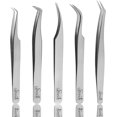 thumbnail image 1 of SIVOTE Eyelash Extension Tweezers for Classic & Volume Lashes, 5-Pack, Silver, 1 of 7