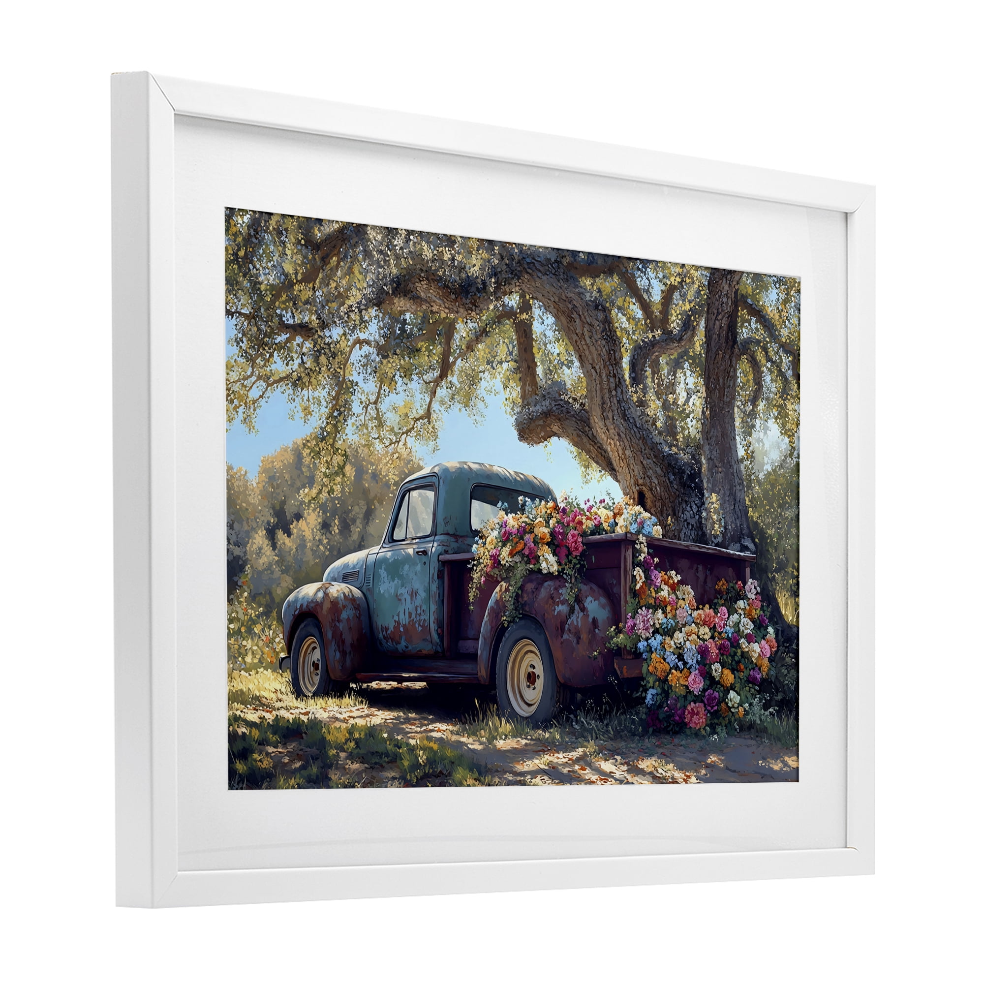 Stupell Industries Repurposed Truck Filled with Flowers White Framed Print Under Glass, design by Franklyn Gregory