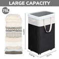 thumbnail image 3 of Cesto de ropa Goodpick Rolling con ruedas, 75 L, lona negra, 3 of 8