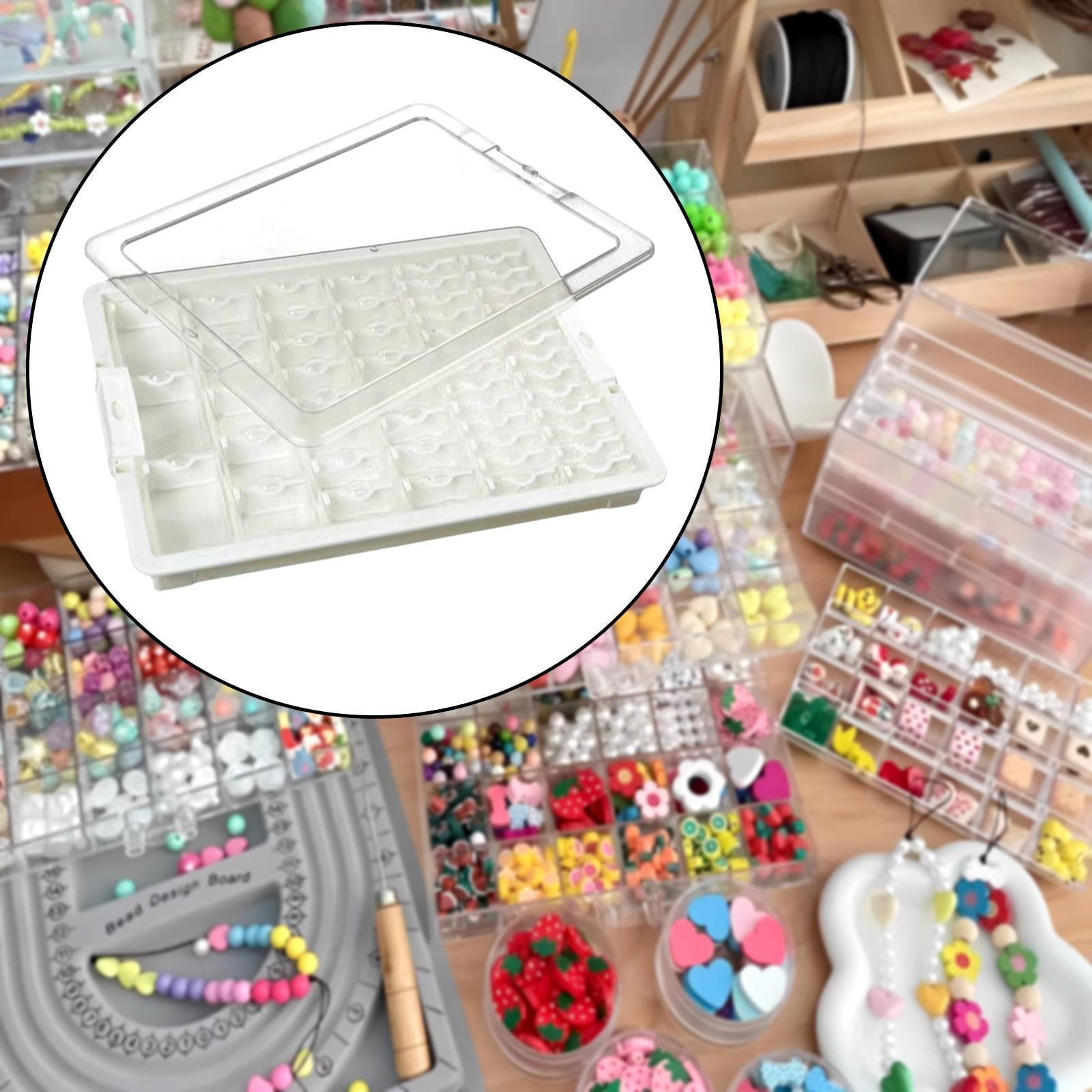 QccHieUs Bead Storage Box Bead Organizer Box with Lid Portable with Compartments Supplies 50 Grid