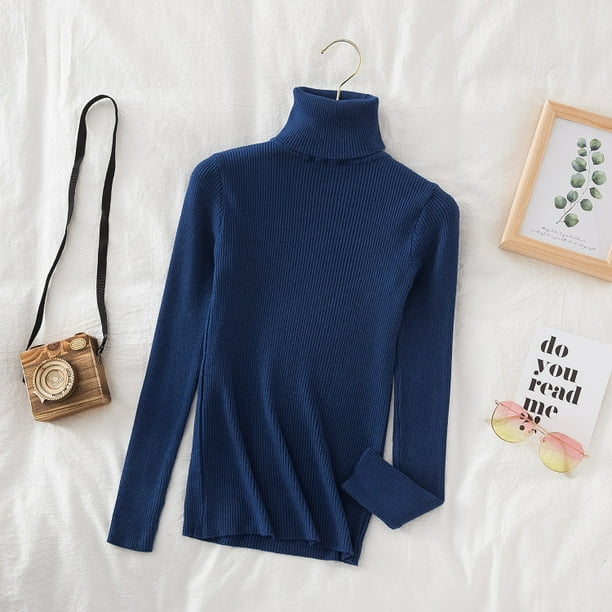 Suéter de cuello alto para mujer, jerseys suaves de punto, suéteres básicos de Cachemira, suéteres suaves sólidos, Top informal de otoño e invierno