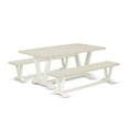 thumbnail image 2 of East West Furniture V2-027 3 Piece Table Set - 1 Linen White Dining Table and 2 Table Bench - Stable and Sturdy Constructed - Linen White Finish, 2 of 9