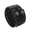 thumbnail image 6 of Men Alloy Wide Rope Cross PU Leather Cuff Wristband Bangle Bracelet Black, 6 of 8