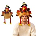 thumbnail image 3 of Adult Thanksgiving Turkey Hat Cartoon Plush Headwear Holiday Party Cap for Men Women One Size, 3 of 7