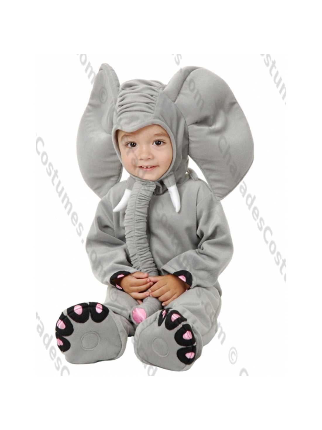 Kids Grey Furry Elephant Animal Jumpsuit Girls Boys Childs Fancy Dress Costume 