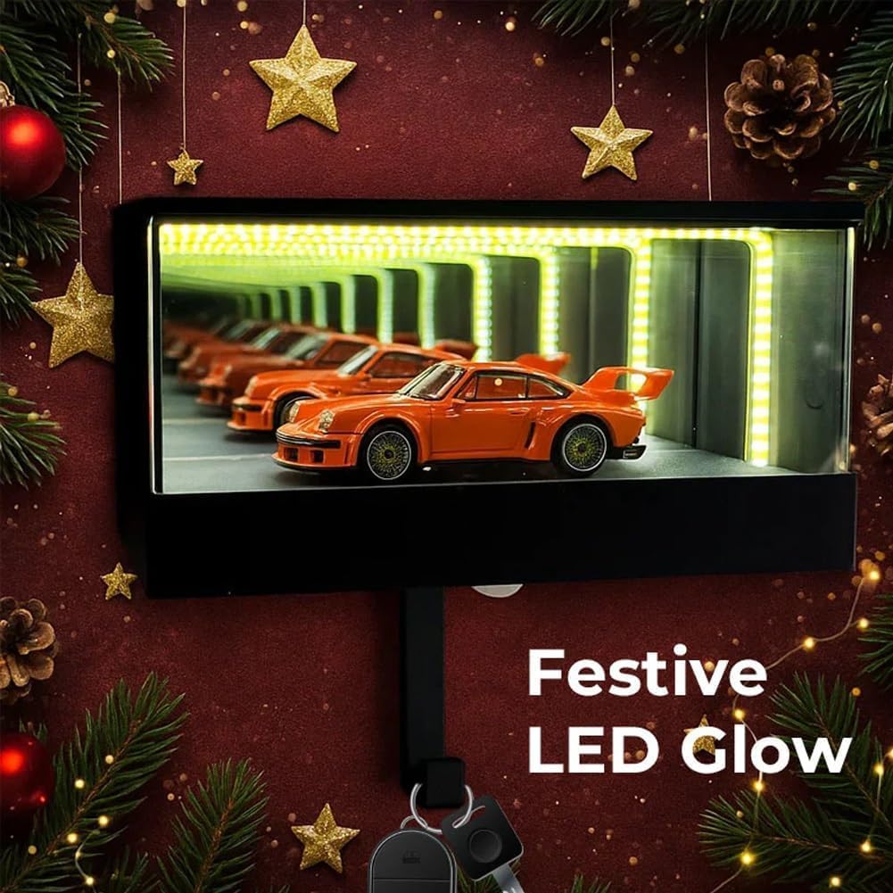 Infinity Garage Keychain, Infinity Garage Keychain Hanger, Keypit Garage Key Holder, Race Car Key Holder Wall Mount with LED, 3D Keys Rack Wall-Mounted, Suitable for Cars Lovers
