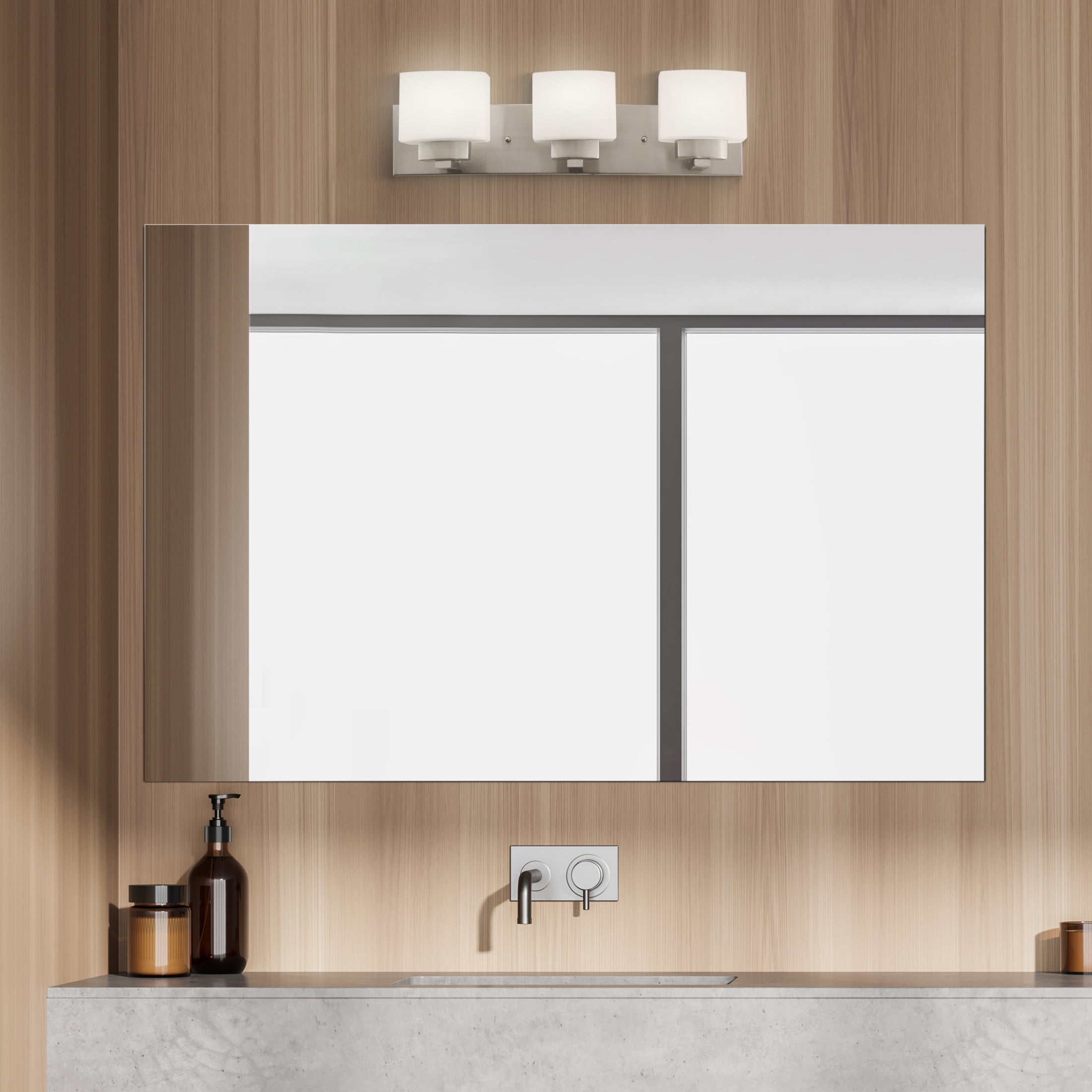 Design House Dove Creek 3-Light Dimmable Bathroom Vanity Light with Frosted Glass, Satin Nickel
