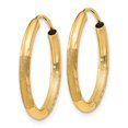 thumbnail image 2 of 14K Yellow Gold 2mm Satin Diamond Cut Endless Hoop Earrings, 2 of 3
