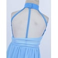 thumbnail image 5 of Sinleey Kids Girls Lyrical Dance Dress Leotard Halter Neck High Low Chiffon Overlay Skirted Leotard Light Blue 16, 5 of 7
