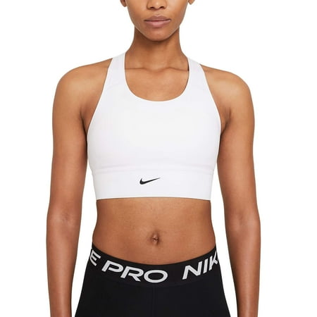 Nike Womens Swoosh Long LINE Bra CZ4496-100 Size L White/Black | Walmart Canada