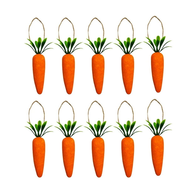 Paquete de 10 adornos colgantes de zanahoria para puertas de ventana: hermosos adornos colgantes de zanahoria para puertas de ventana