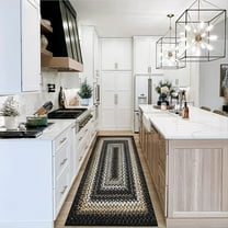 Haperlare Braided Print Boho Rug Living Room Area Rug Modern Geometric Area Rug Washable Rug Farmhouse Floor Carpet, 2' x 6' Black
