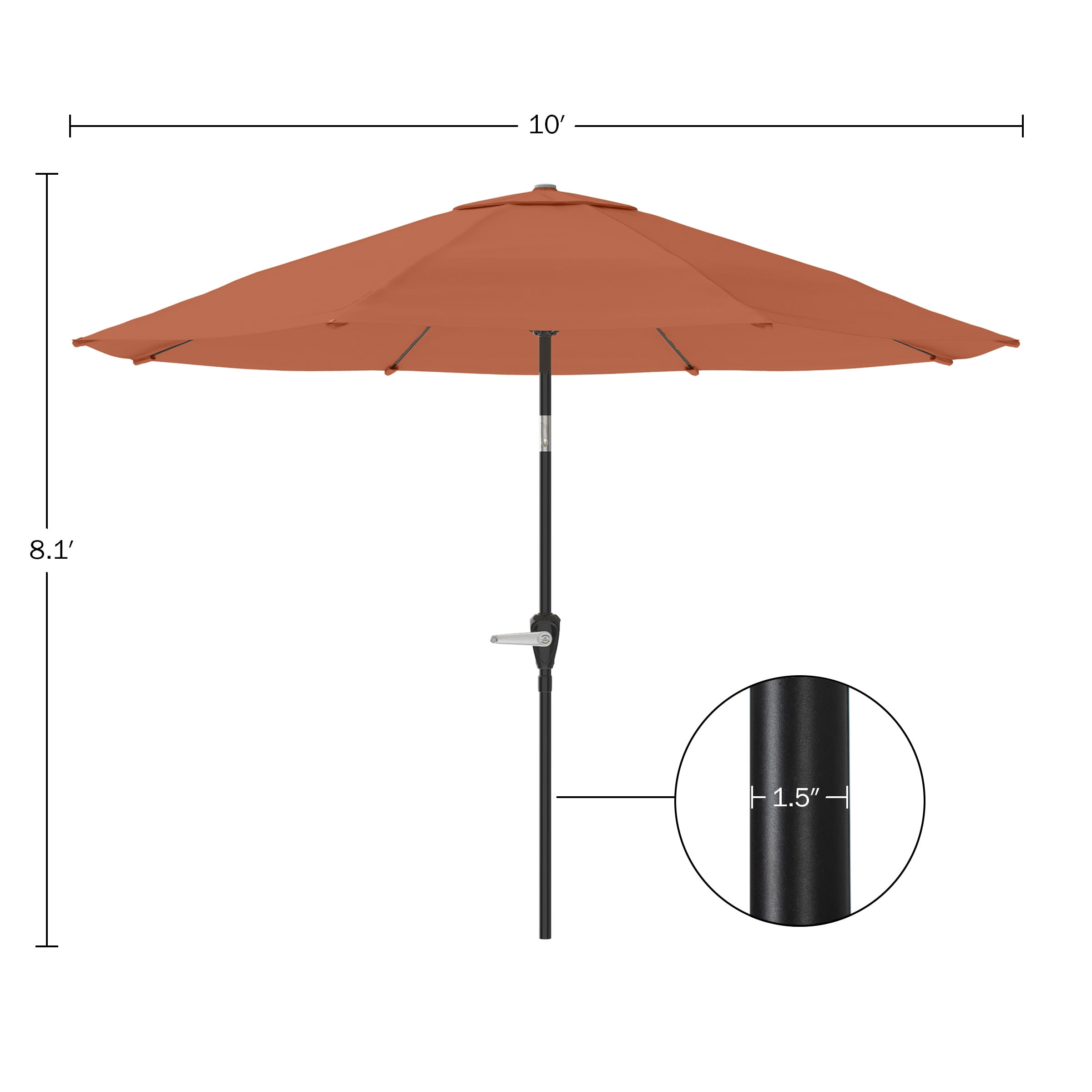 Pure Garden 10FT Patio Umbrella - Auto Tilt and Vented Canopy (Terracotta)