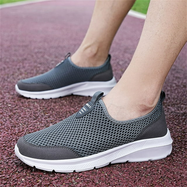 PEASKJP Golf Shoes Mens Men Breathable Flat Bottom Comfortable Non Slip Sneaker Gym Tennis Shoes Grey 9