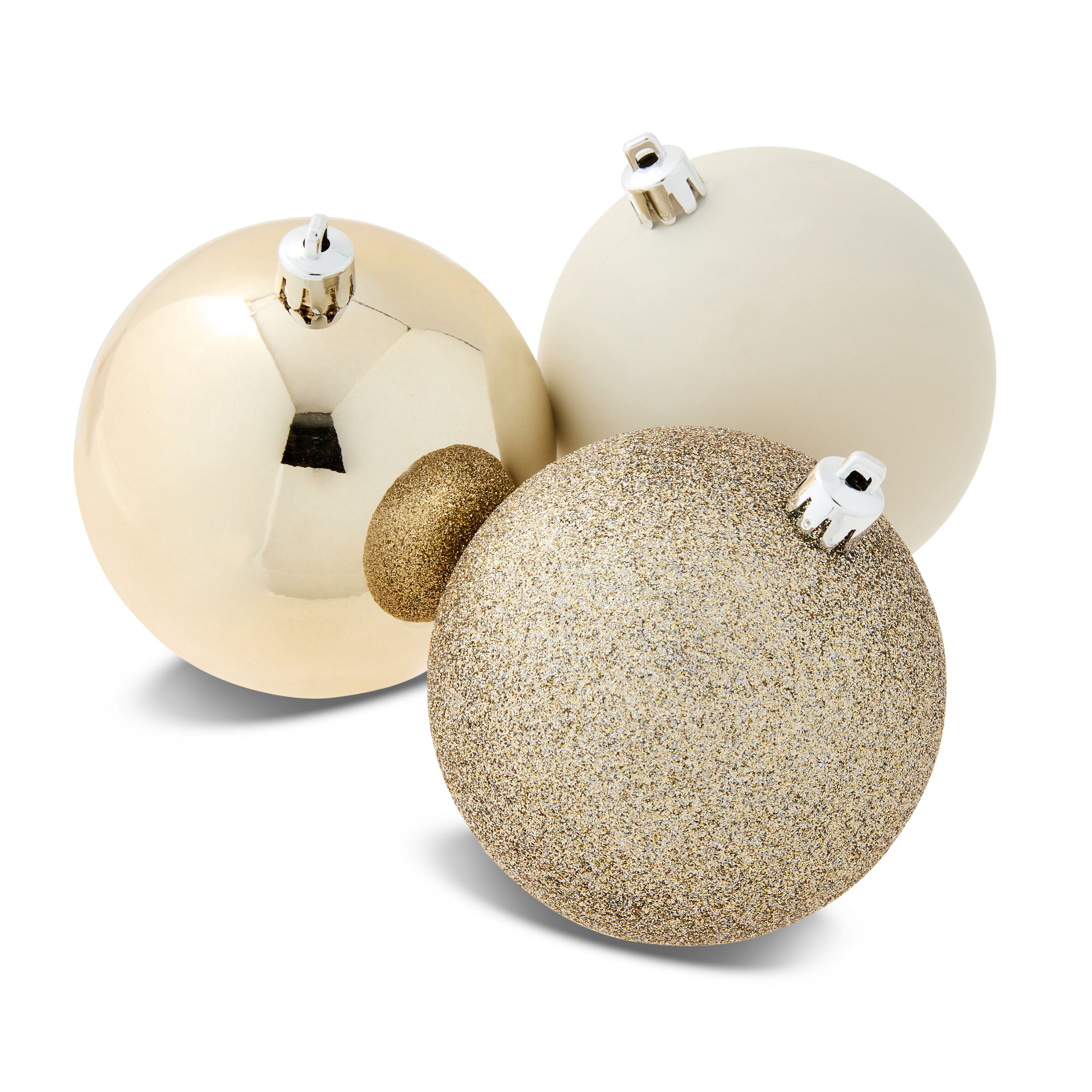 8-Count Champagne and Cream Shatterproof Christmas Ornaments, 3.94 in, by Holiday Time