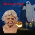 thumbnail image 3 of Old Woman Mask Halloween Creepy Wrinkle Face Mask Latex Cosplay Party Props Banmo, 3 of 3