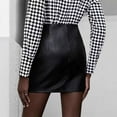 thumbnail image 6 of Faux Leather Mini Skirt with Asymmetric Zipper (S, Black), 6 of 6